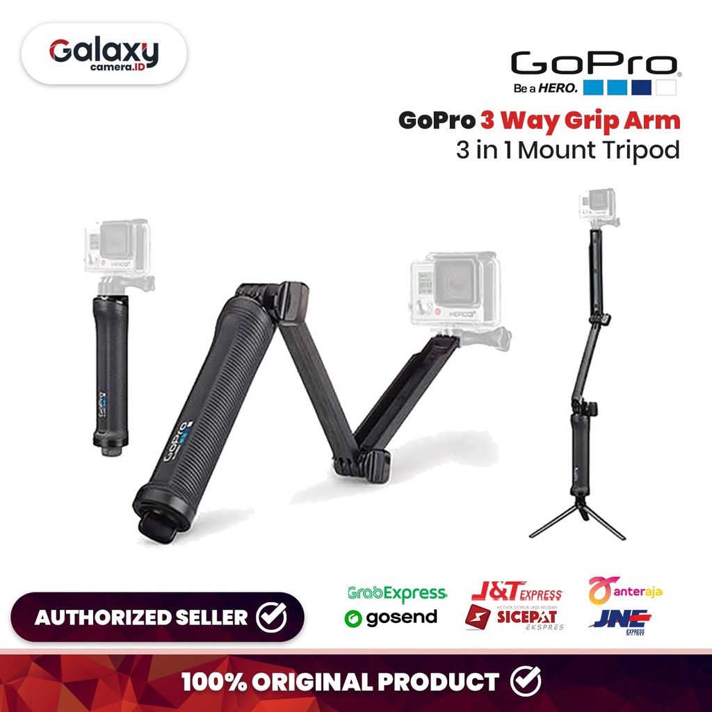 gopro 3 way grip arm tripod