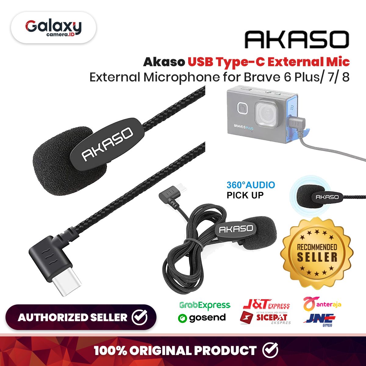 AKASO External Microphone Brave 7/ Brave 8/ Brave 6 Plus Action Camera Only  (Type-C Port)
