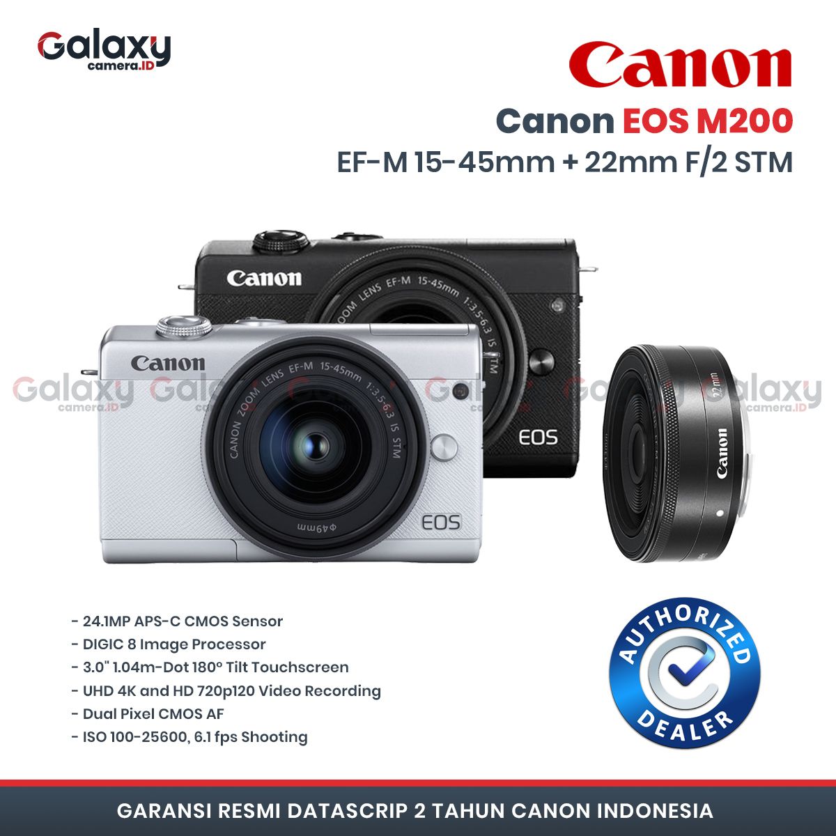 canon eos m200 kit 15 45mm 22mm black